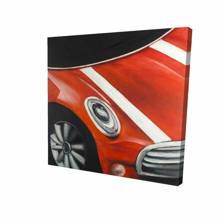 FONDO 32 x 32 in. Red Car with White Stripes Closeup-Print on Canvas FO2791143